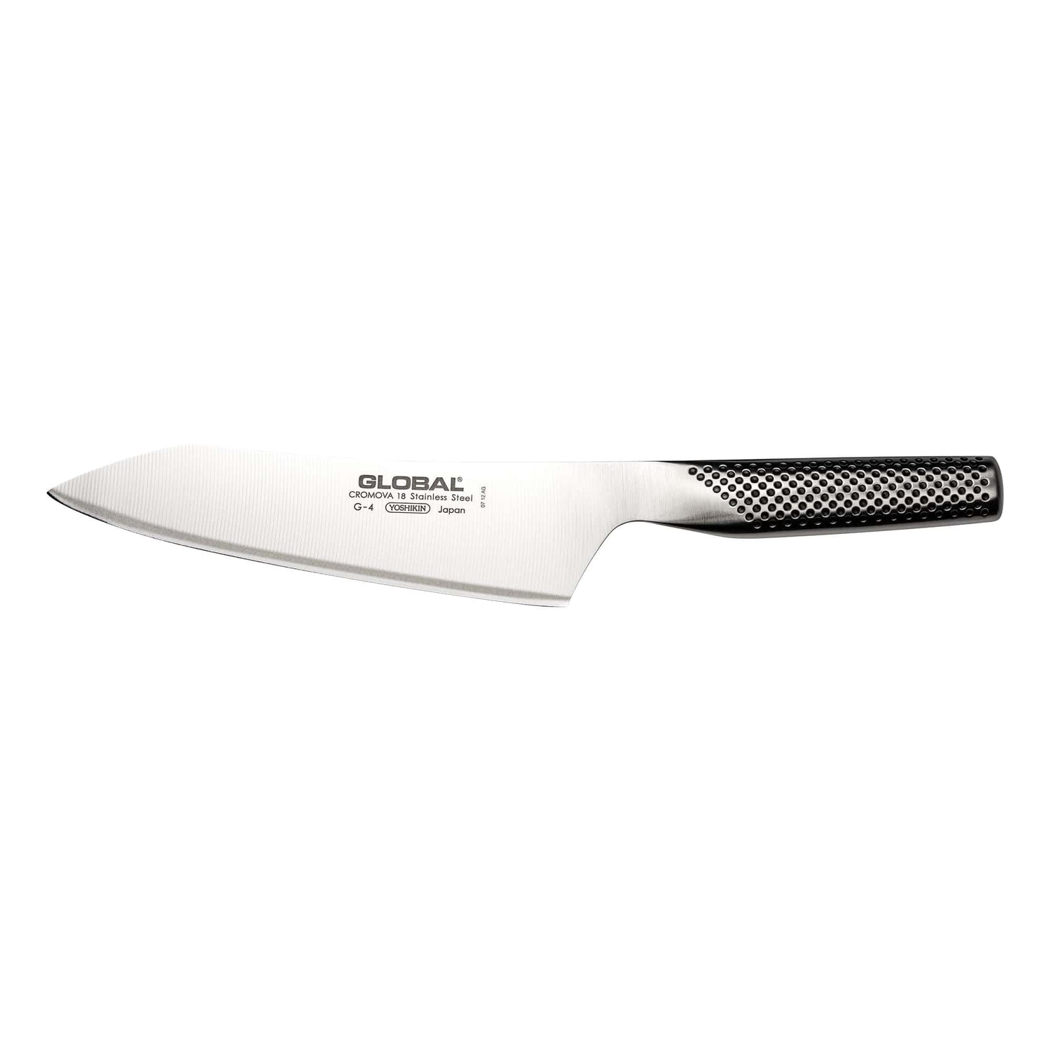Knife with a black handle on a white background, featuring the Global brand.