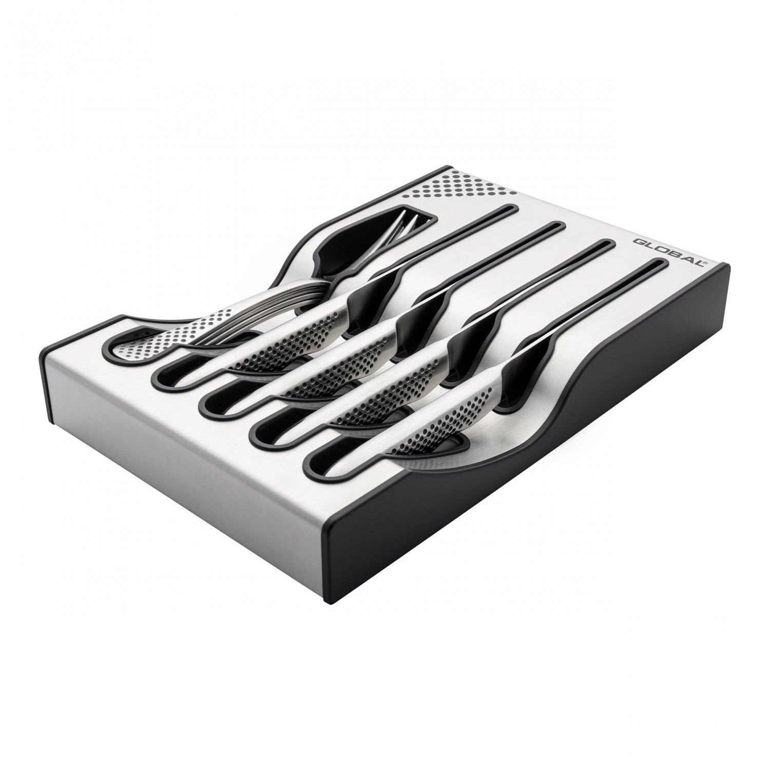 Global Steak Knife and Fork Set with dock