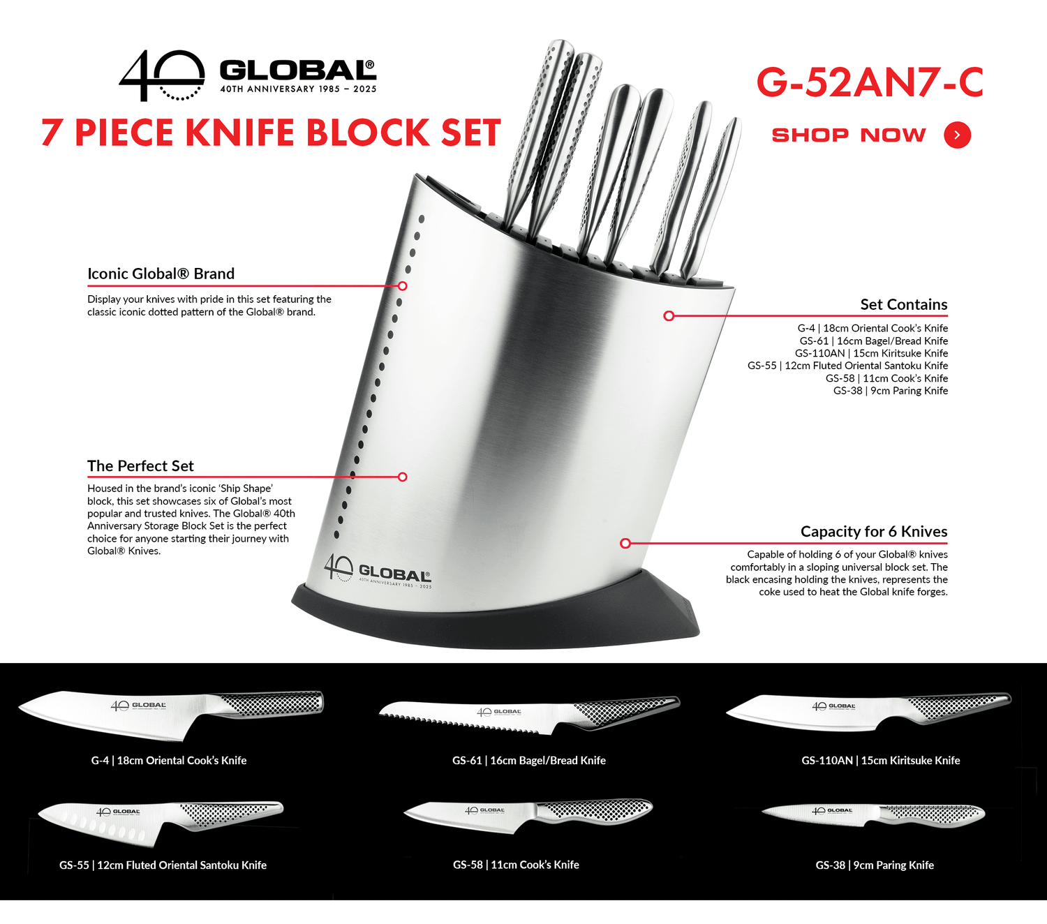 40th Anniversary 7 Piece Knife Block Set