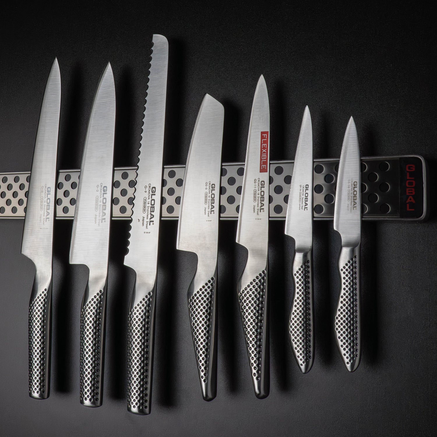 8 Piece Global Knife Set with Magnetic Rack